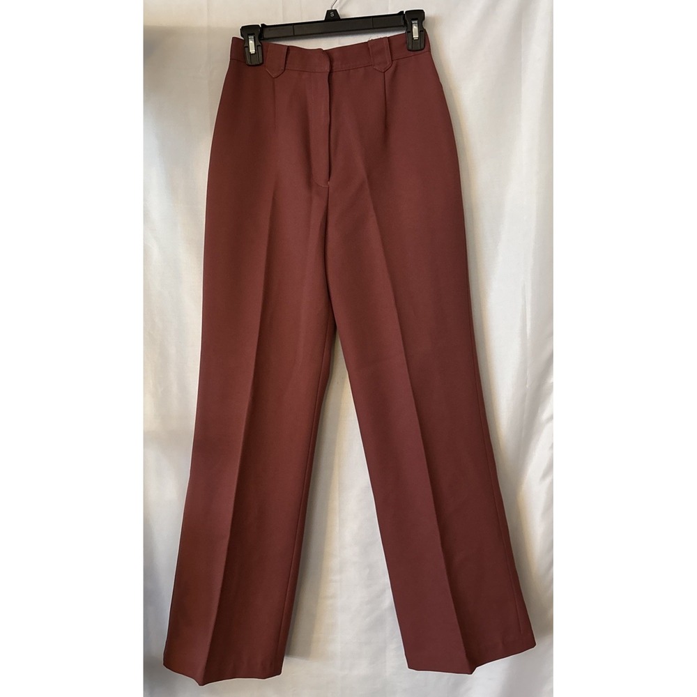 Vintage Ladies Kmart‎ Polyester 70s Rust Color Zip Slacks Wide Leg Pants 26x29.5